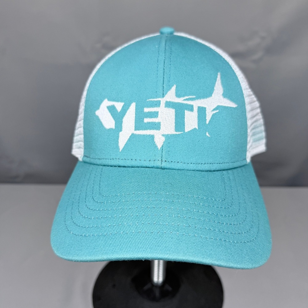 YETI Tarpon Trucker Hat Teal White Mesh Snapback Fishing Cap Logo